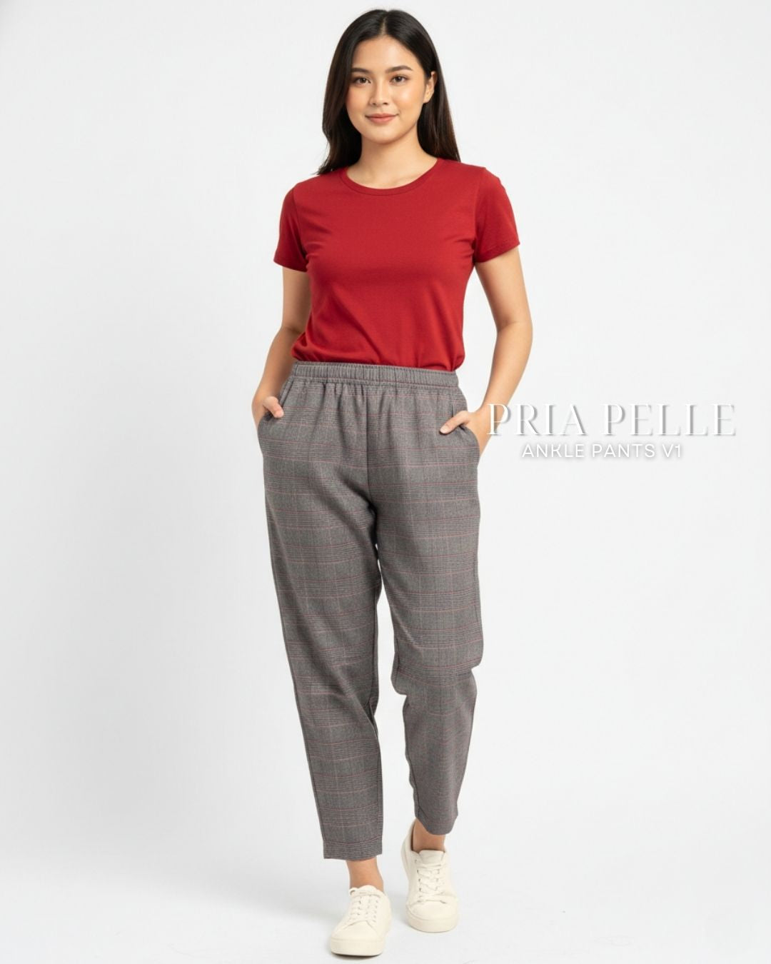 Pria Pelle Ankle Pants Version 1 | Fully Gartered - Cotton Blend Tartan Champagne | Non Stretch