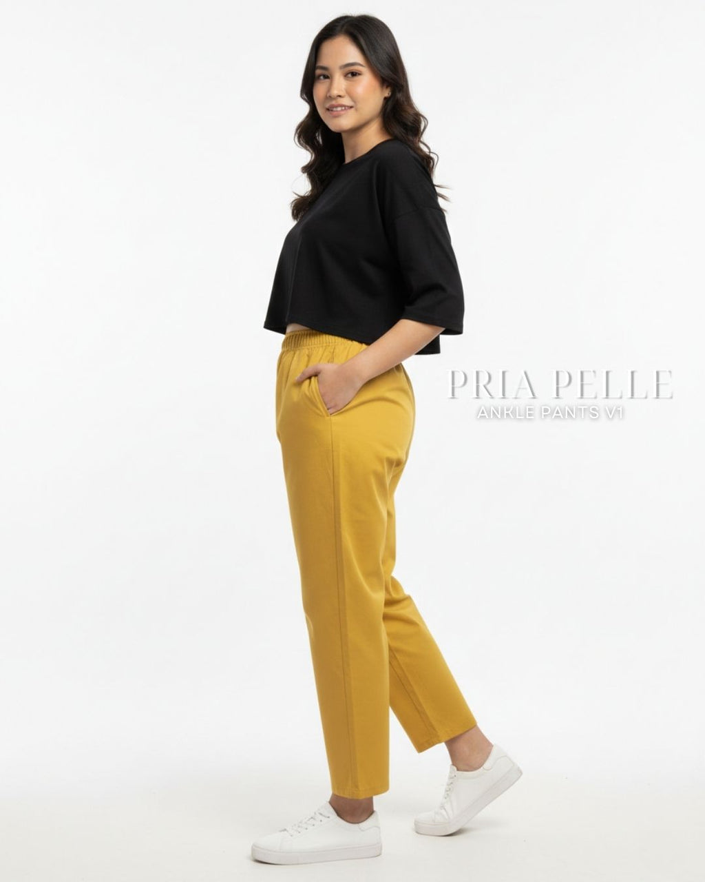 Pria Pelle Ankle Pants Version 1 | Fully Gartered - Cotton Blend Mustard with Stretch