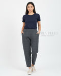 Pria Pelle Ankle Pants Version 1 | Fully Gartered - Cotton Blend Tartan Charcoal Gray | Non Stretch
