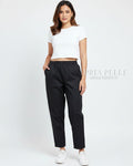 Pria Pelle Ankle Pants Version 1 | Fully Gartered - Cotton Blend Black with Stretch