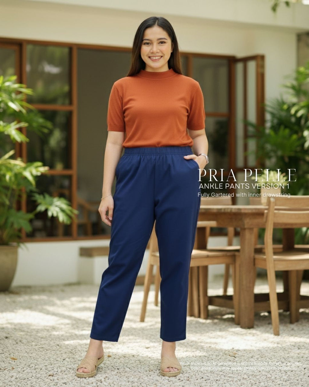 Pria Pelle Ankle Pants Version 1 | Fully Gartered - Cotton Twill Navy Blue