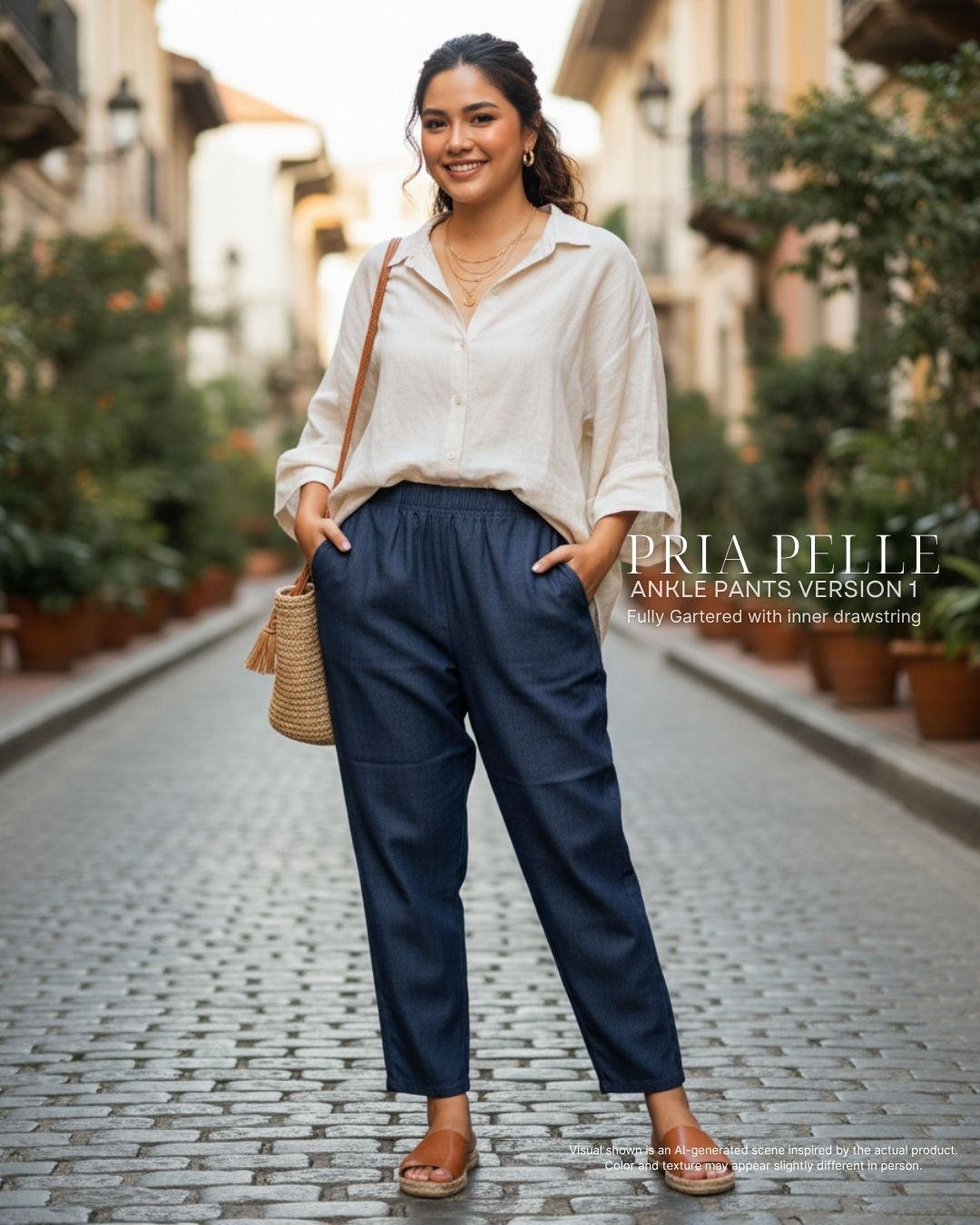 Pria Pelle Ankle Pants Version 1 | Fully Gartered - Denim Steel Gray