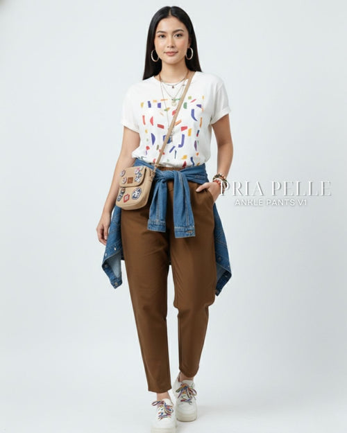Pria Pelle Ankle Pants Version 1 | Fully Gartered - Cotton Twill Brunette | Non Stretch
