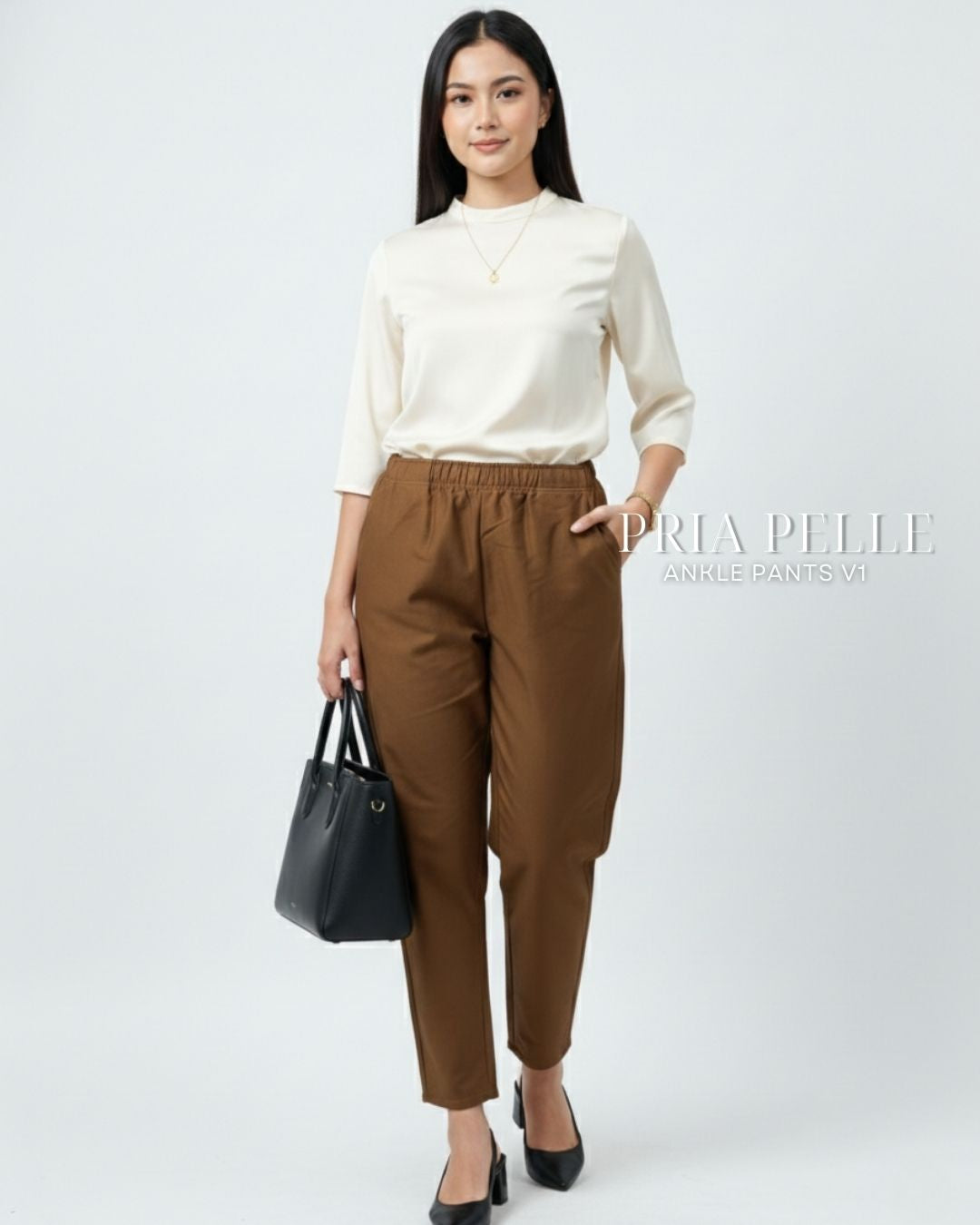 Pria Pelle Ankle Pants Version 1 | Fully Gartered - Cotton Twill Brunette | Non Stretch