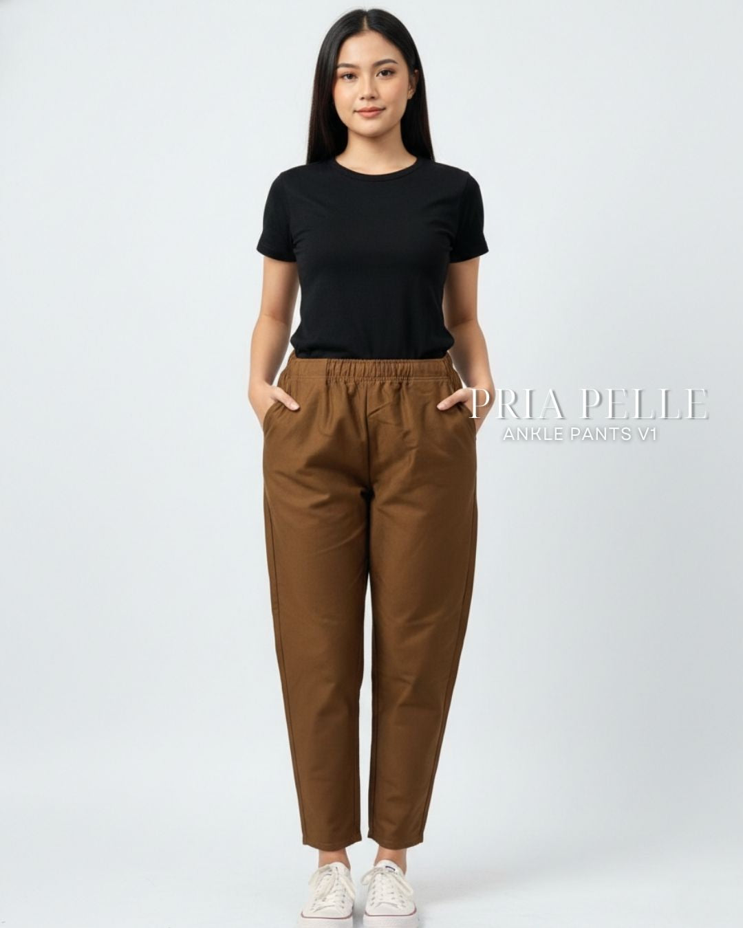 Pria Pelle Ankle Pants Version 1 | Fully Gartered - Cotton Twill Brunette | Non Stretch