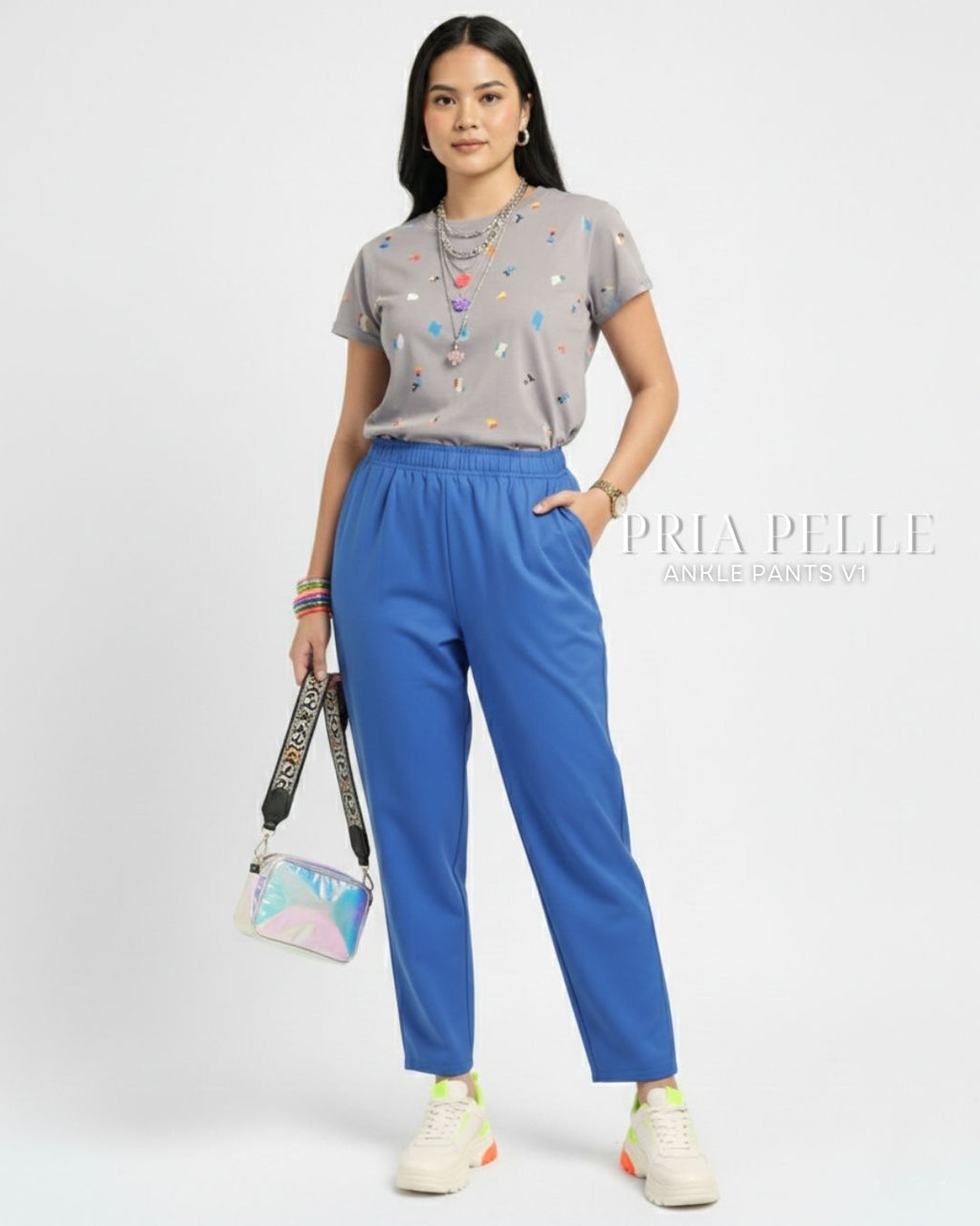 Pria Pelle Ankle Pants Version 1 | Fully Gartered - Cotton Blend Dodger Blue with Stretch
