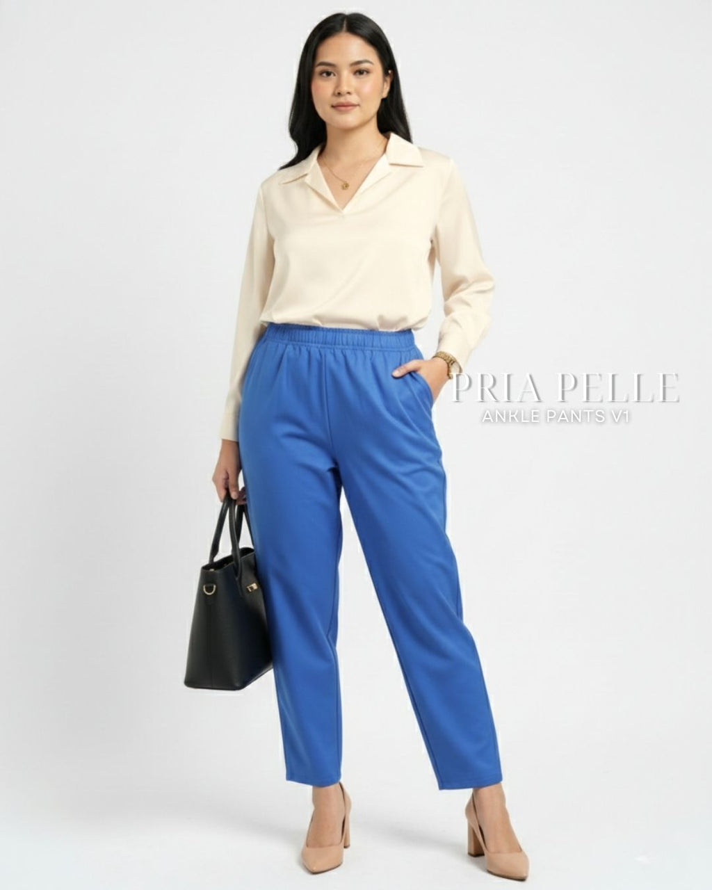 Pria Pelle Ankle Pants Version 1 | Fully Gartered - Cotton Blend Dodger Blue with Stretch