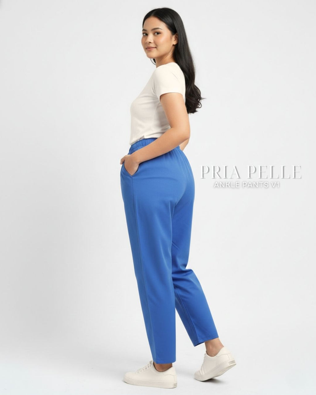 Pria Pelle Ankle Pants Version 1 | Fully Gartered - Cotton Blend Dodger Blue with Stretch