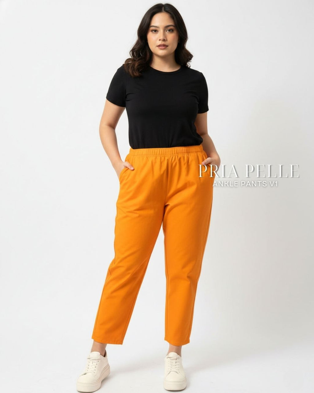 Pria Pelle Ankle Pants Version 1 | Fully Gartered - Cotton Twill Light Orange | Non Stretch