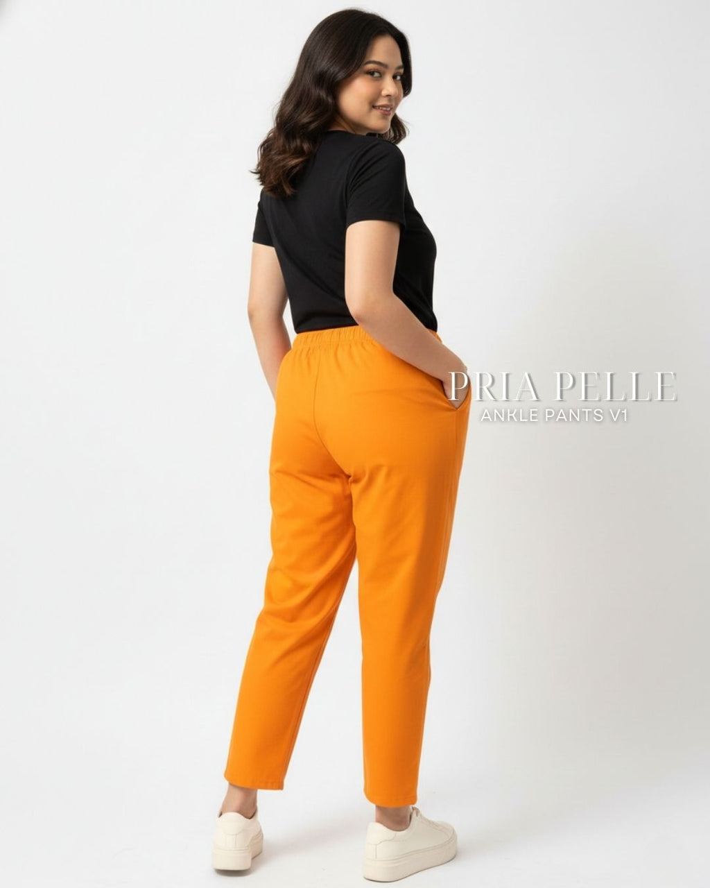 Pria Pelle Ankle Pants Version 1 | Fully Gartered - Cotton Twill Light Orange | Non Stretch