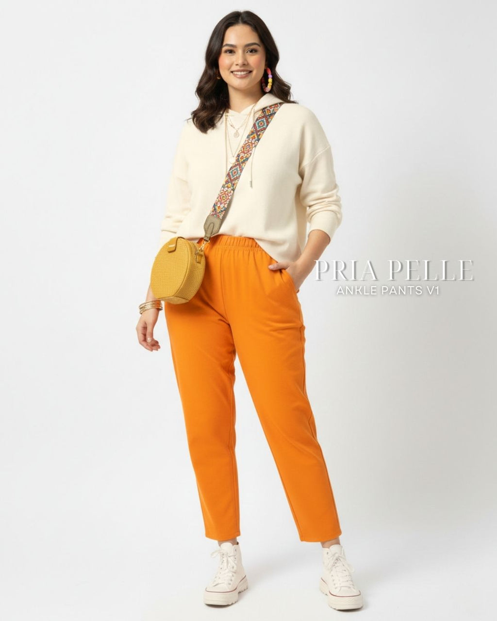Pria Pelle Ankle Pants Version 1 | Fully Gartered - Cotton Twill Light Orange | Non Stretch