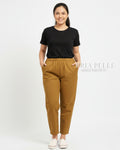 Pria Pelle Ankle Pants Version 1 | Fully Gartered - Cotton Blend Mustard Brown with Stretch