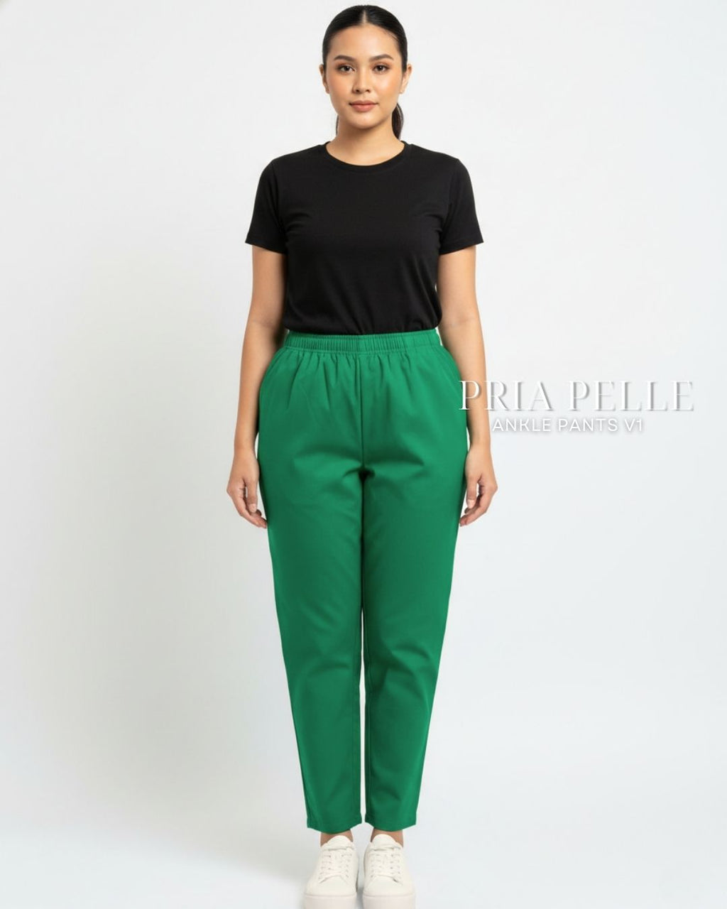 Pria Pelle Ankle Pants Version 1 | Fully Gartered - Cotton Twill Shamrock Green | Non Stretch