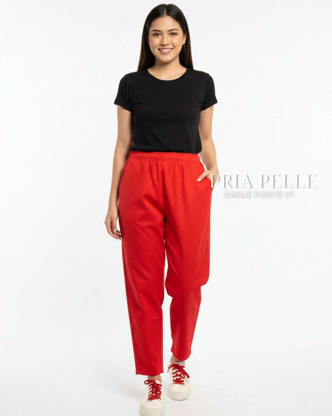 Pria Pelle Ankle Pants Version 1 | Fully Gartered - Cotton Twill Scarlet Red | Non Stretch