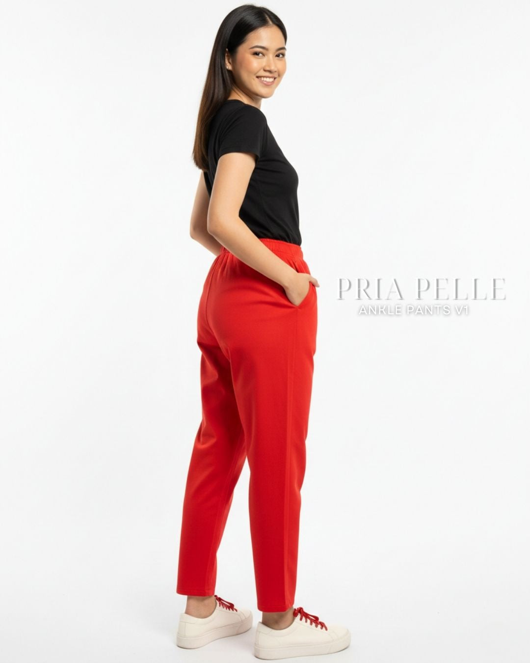 Pria Pelle Ankle Pants Version 1 | Fully Gartered - Cotton Twill Scarlet Red | Non Stretch