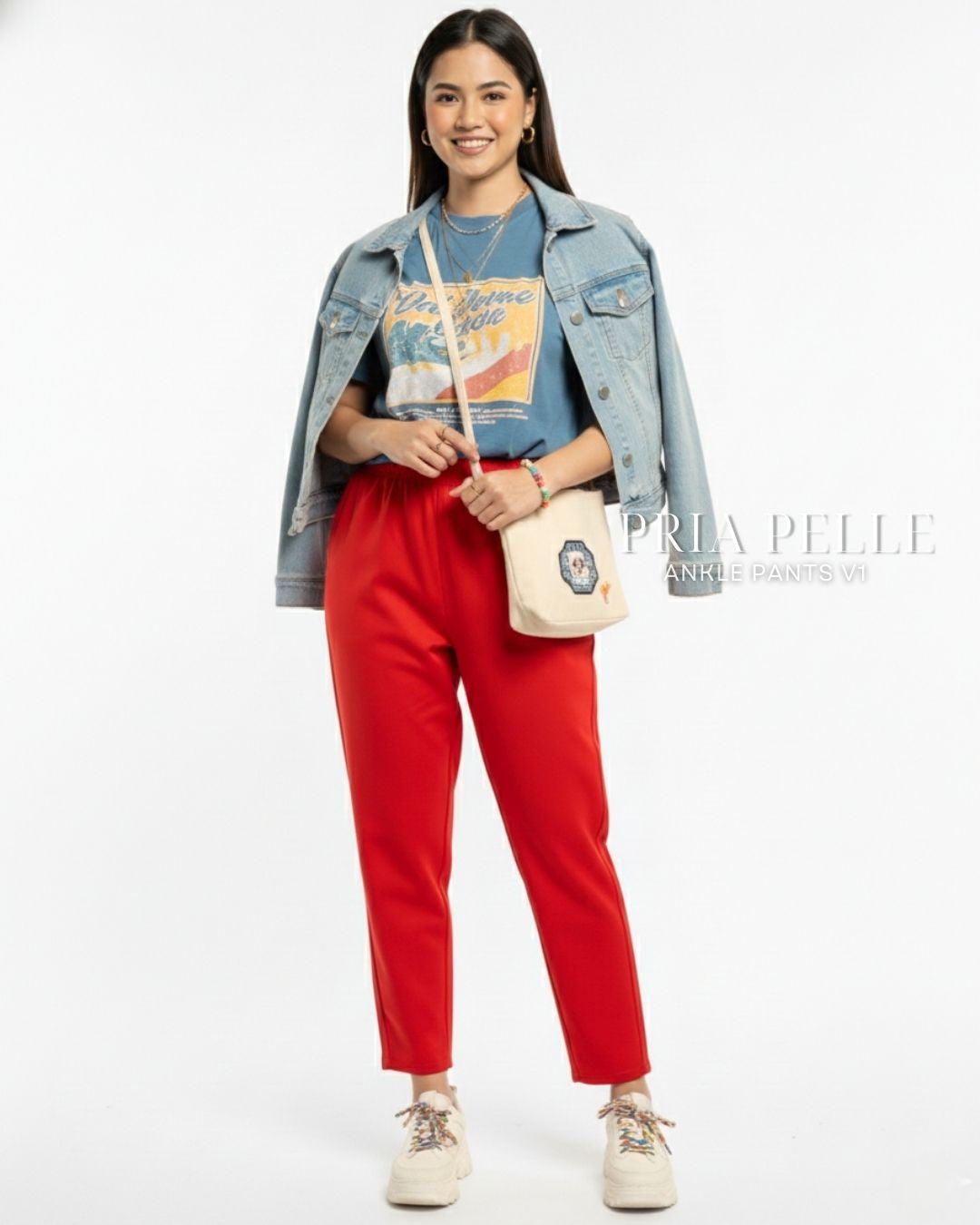 Pria Pelle Ankle Pants Version 1 | Fully Gartered - Cotton Twill Scarlet Red | Non Stretch