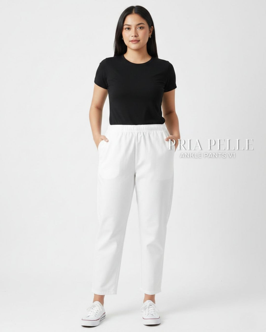 Pria Pelle Ankle Pants Version 1 | Fully Gartered - Cotton Twill White | Non Stretch