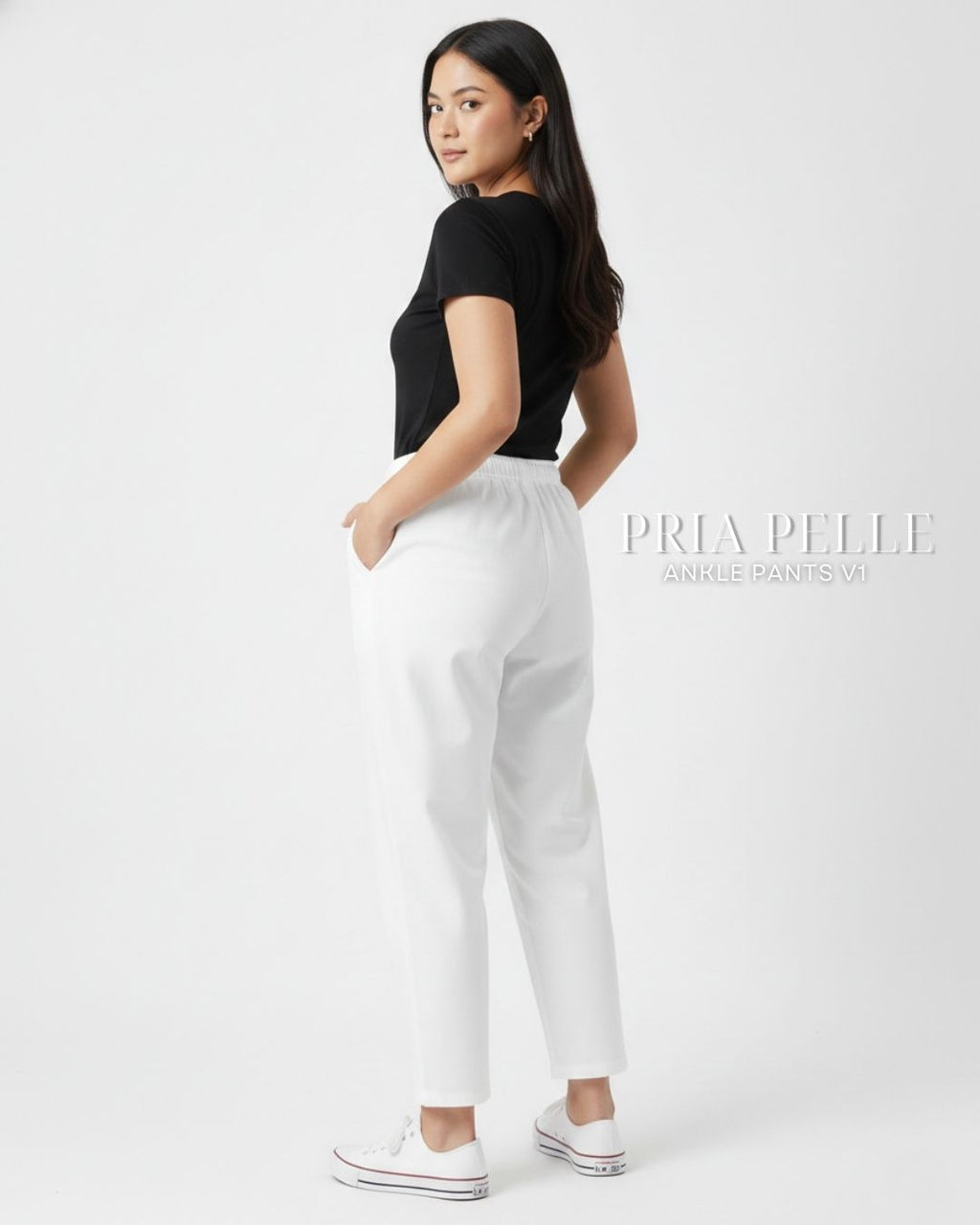 Pria Pelle Ankle Pants Version 1 | Fully Gartered - Cotton Twill White | Non Stretch
