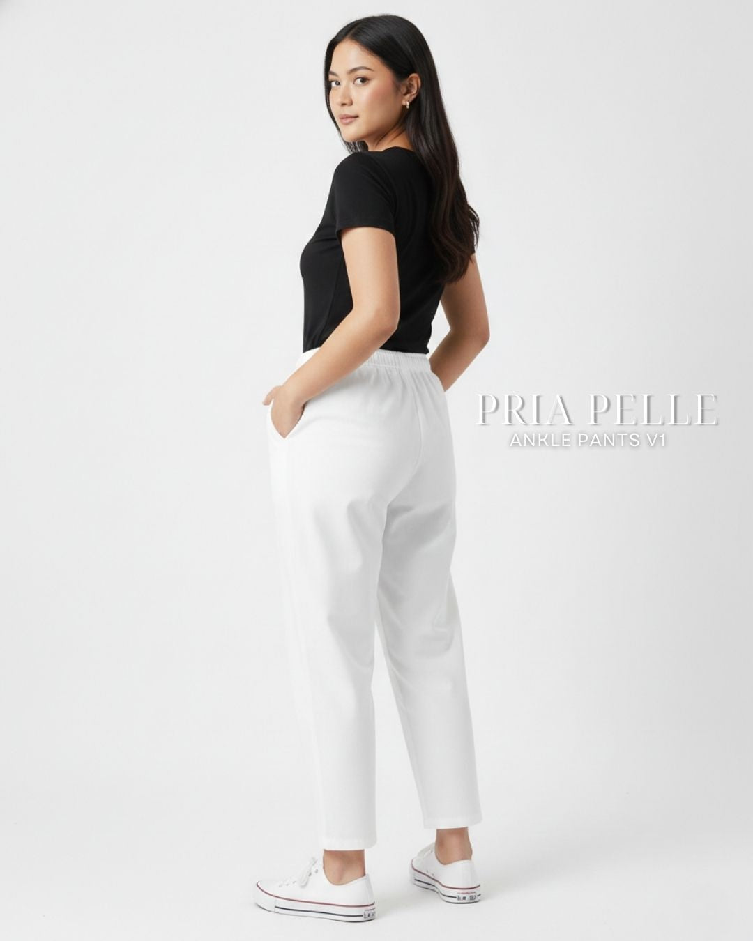 Pria Pelle Ankle Pants Version 1 | Fully Gartered - Cotton Twill White | Non Stretch