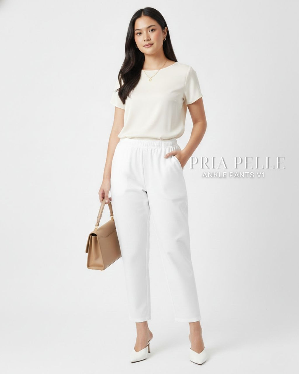 Pria Pelle Ankle Pants Version 1 | Fully Gartered - Cotton Twill White | Non Stretch