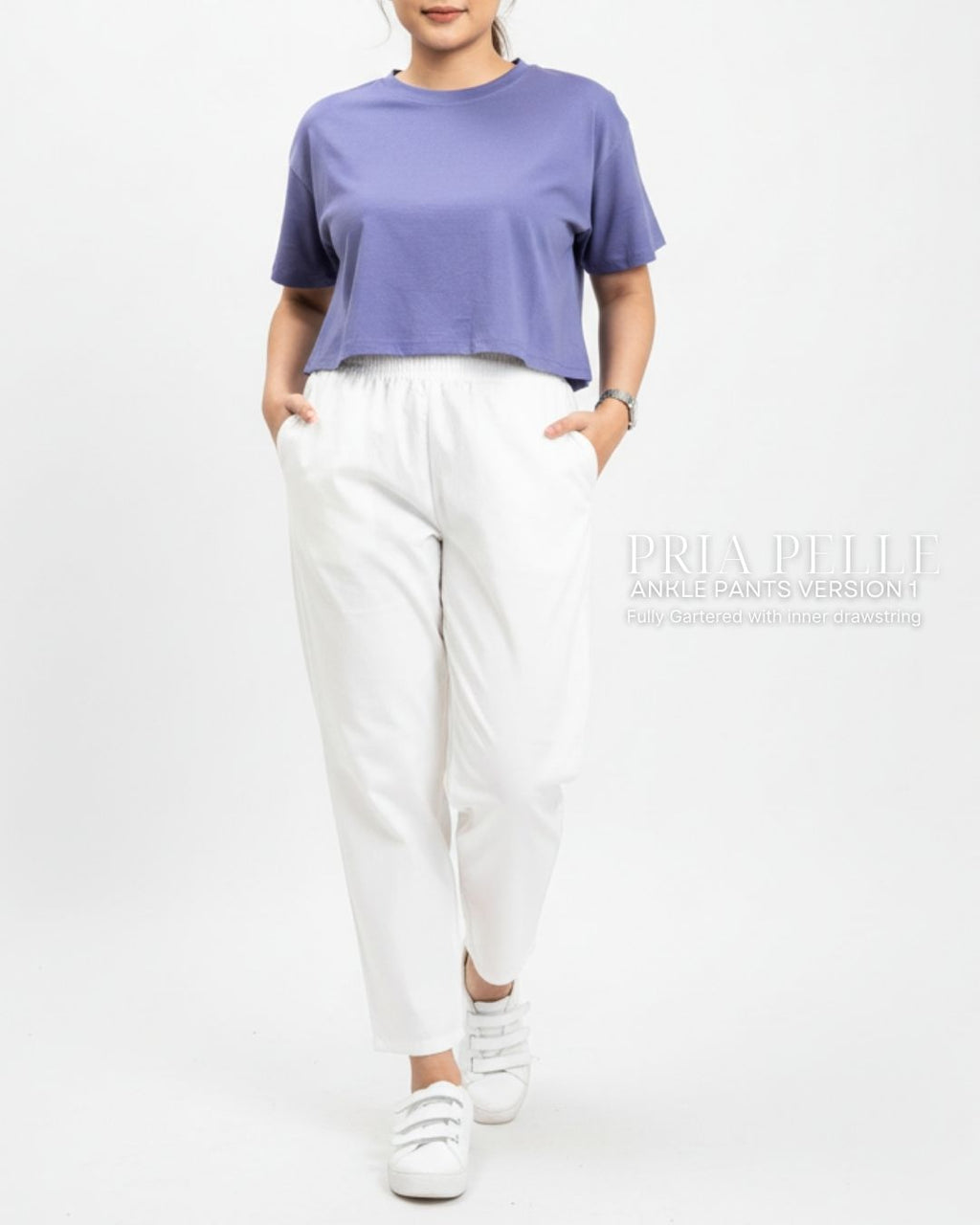 Pria Pelle Ankle Pants Version 1 | Fully Gartered - Cotton Twill White