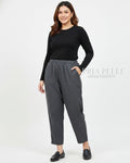 Pria Pelle Ankle Pants Version 1 | Fully Gartered - Cotton Blend Plaid Charcoal Gray | Non Stretch
