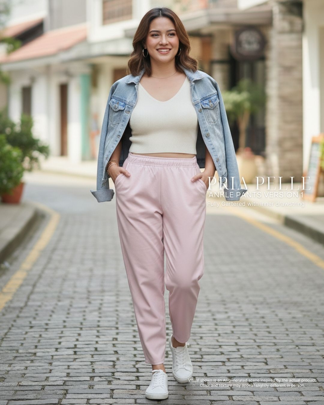 Pria Pelle Ankle Pants Version 1 | Fully Gartered - Cotton Twill Blend Whisper Pink
