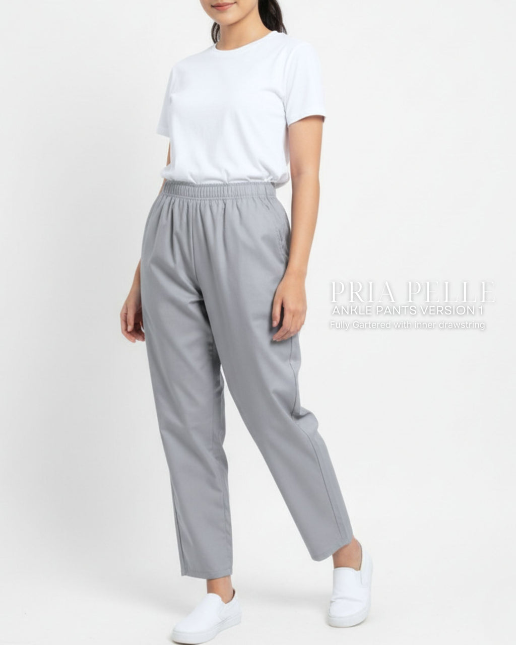 Pria Pelle Ankle Pants Version 1 | Fully Gartered - Cotton Twill Fine Gray