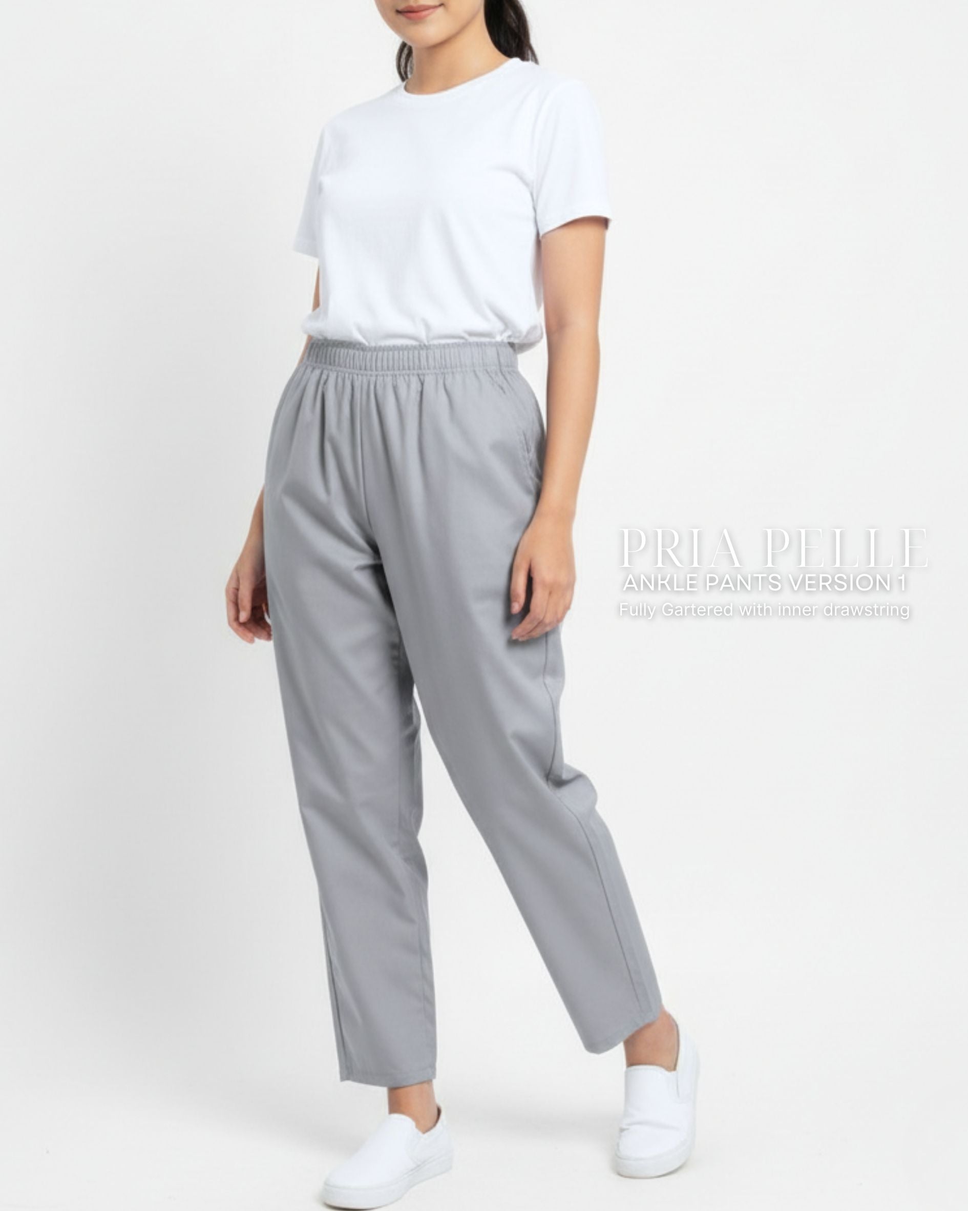 Pria Pelle Ankle Pants Version 1 | Fully Gartered - Cotton Twill Fine Gray