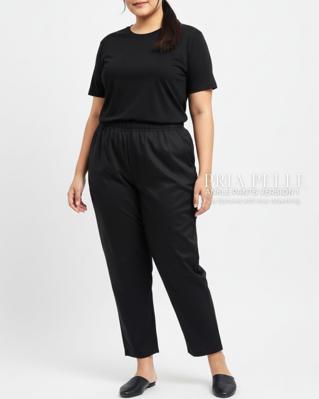 Pria Pelle Ankle Pants Version 1 | Fully Gartered - Cotton Twill Black