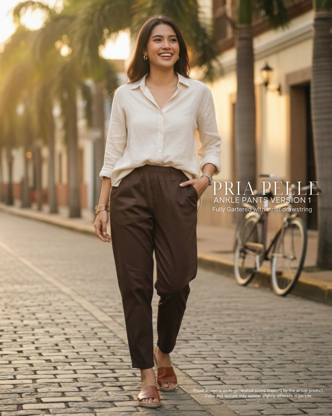 Pria Pelle Ankle Pants Version 1 | Fully Gartered - Cotton Twill Chocolate Brown