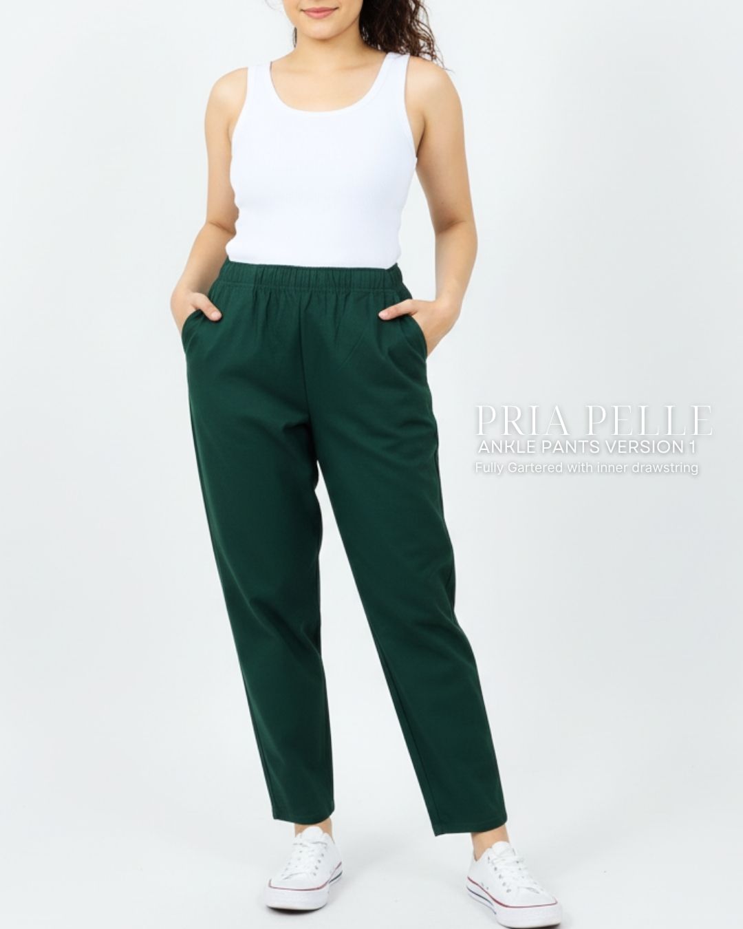 Pria Pelle Ankle Pants Version 1 | Fully Gartered - Cotton Twill Dark Green