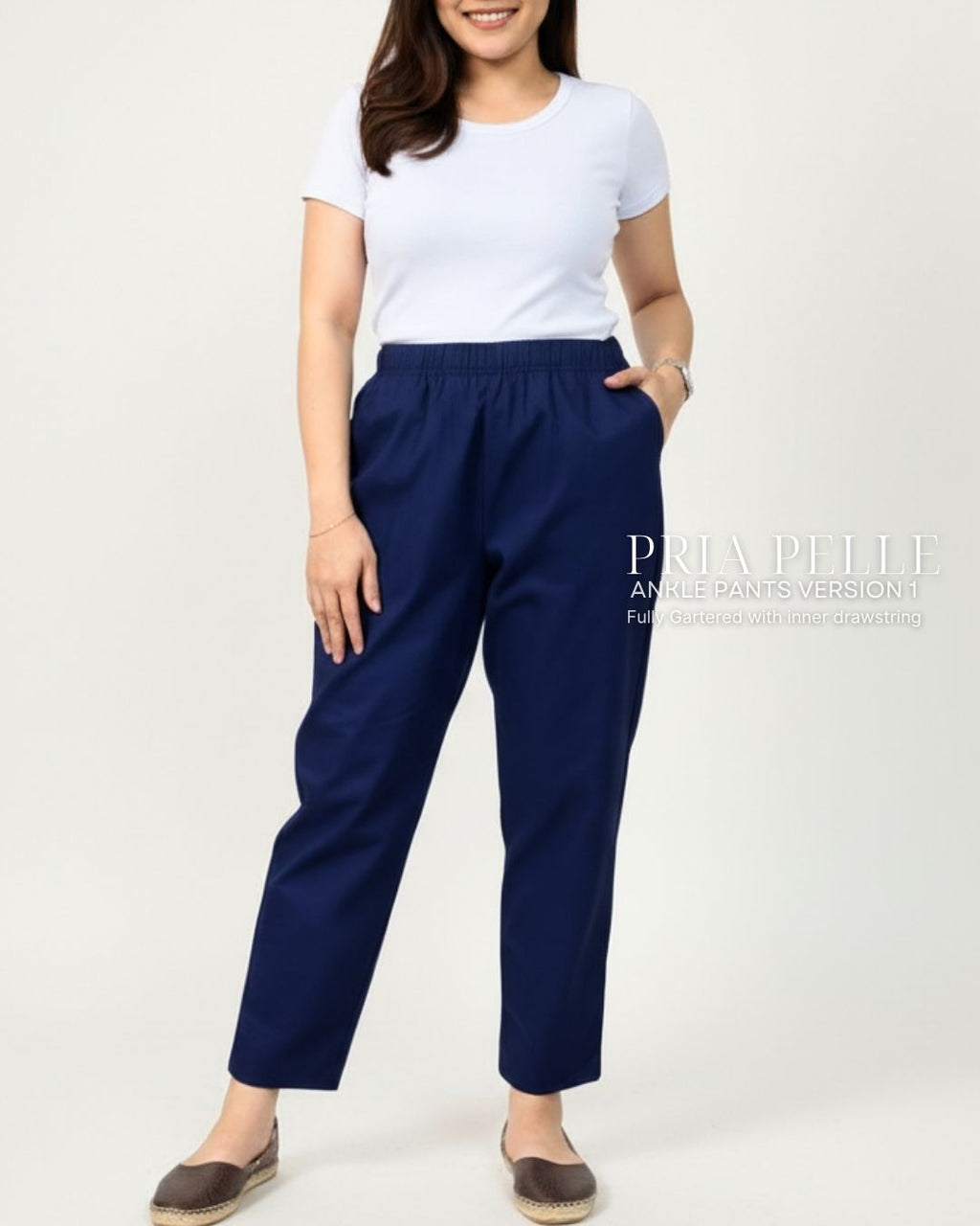 Pria Pelle Ankle Pants Version 1 | Fully Gartered - Cotton Twill Navy Blue