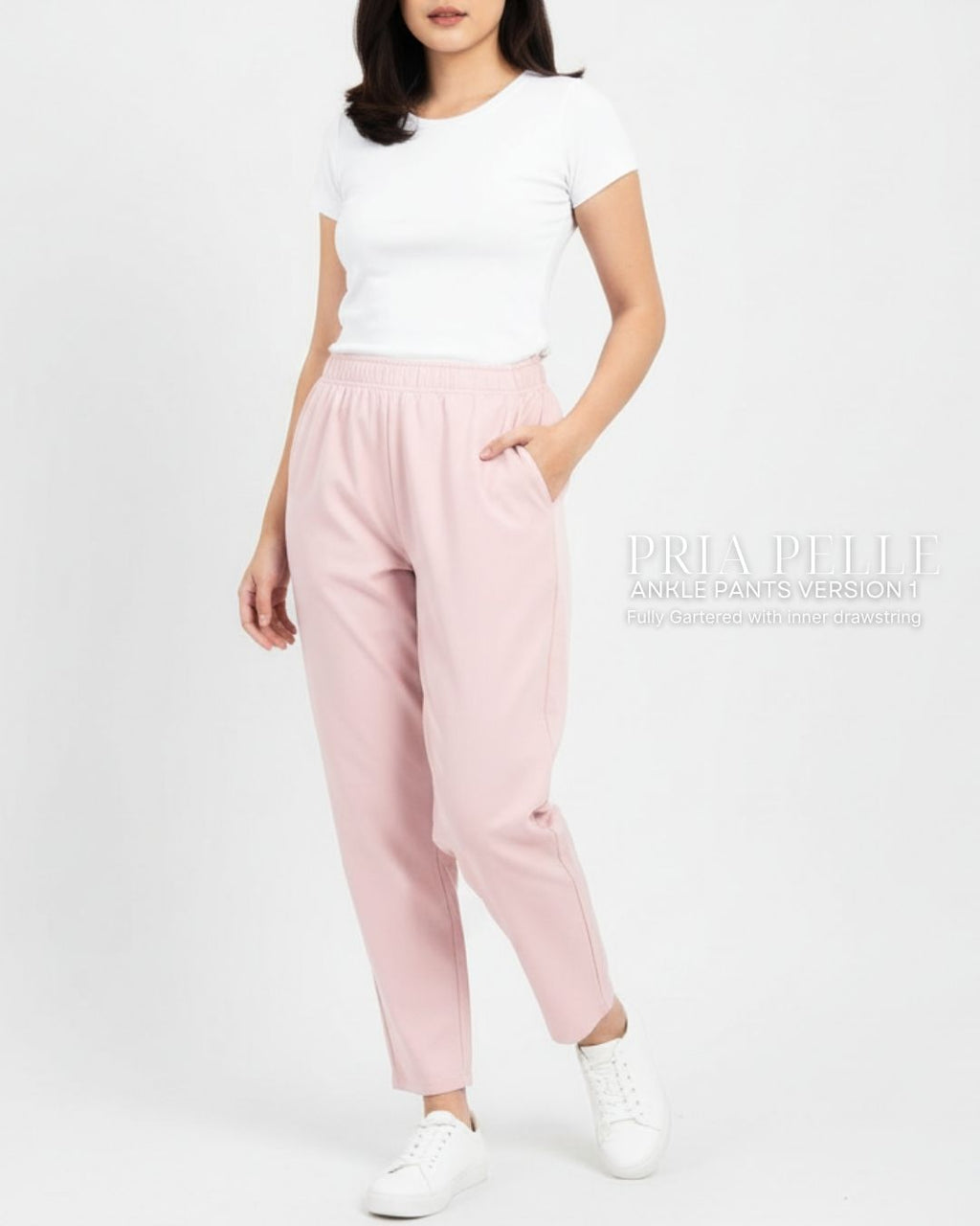 Pria Pelle Ankle Pants Version 1 | Fully Gartered - Cotton Twill Blend Whisper Pink