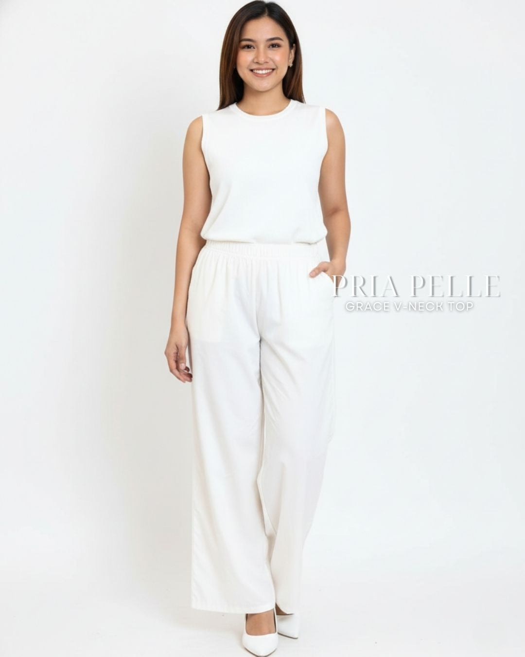 Pria Pelle Easy Wide Leg Pants in Baby Corduroy Warm White