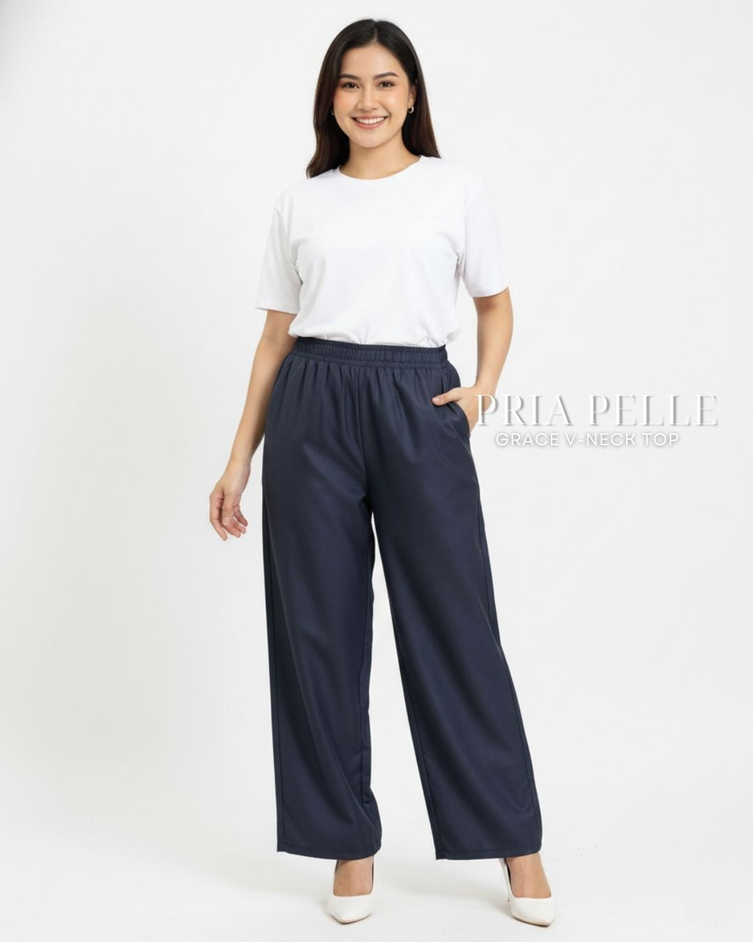 Pria Pelle Easy Wide Leg Pants in Cotton Blend Charcoal