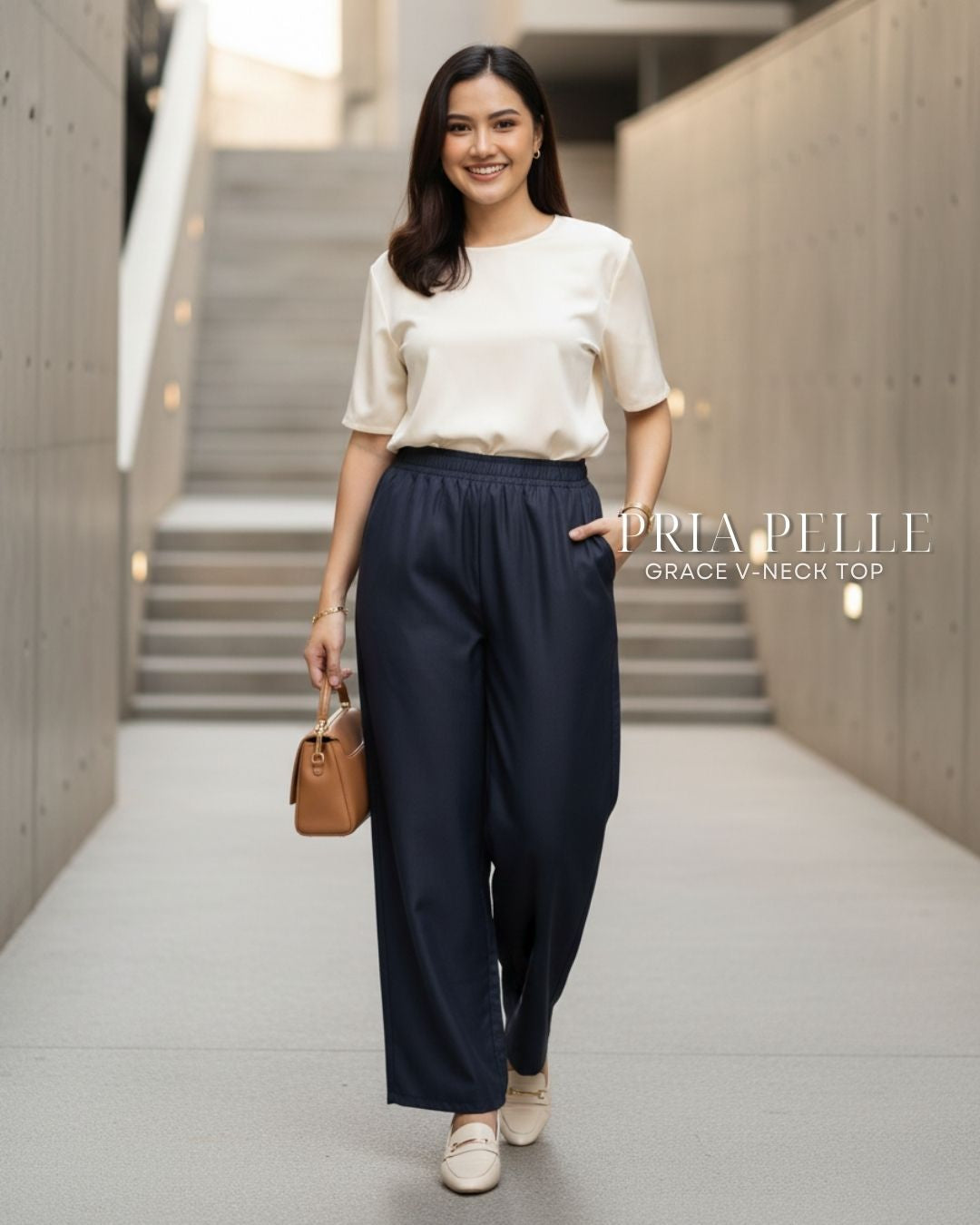 Pria Pelle Easy Wide Leg Pants in Cotton Blend Charcoal