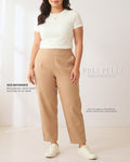 Pria Pelle Ankle Pants Version 2 | Back Garter - Cotton Blend Warm Tan | Non Stretch