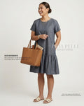 Pria Pelle Peplum Dress Version 1 | Soft Denim Washed Grey - Non Stretch