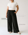Pria Pelle Easy Wide Leg Pants in Weighted Cotton Blend BLACK with Stretch Allowance