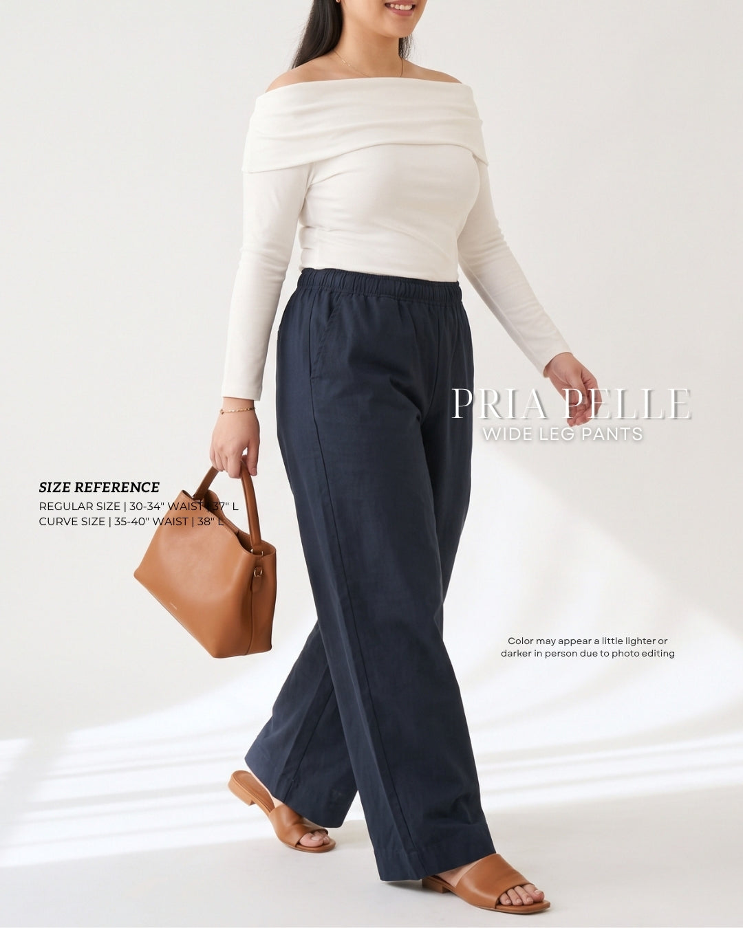 Pria Pelle Easy Wide Leg Pants in Cotton Twill BLUE BLACK - Non Stretch