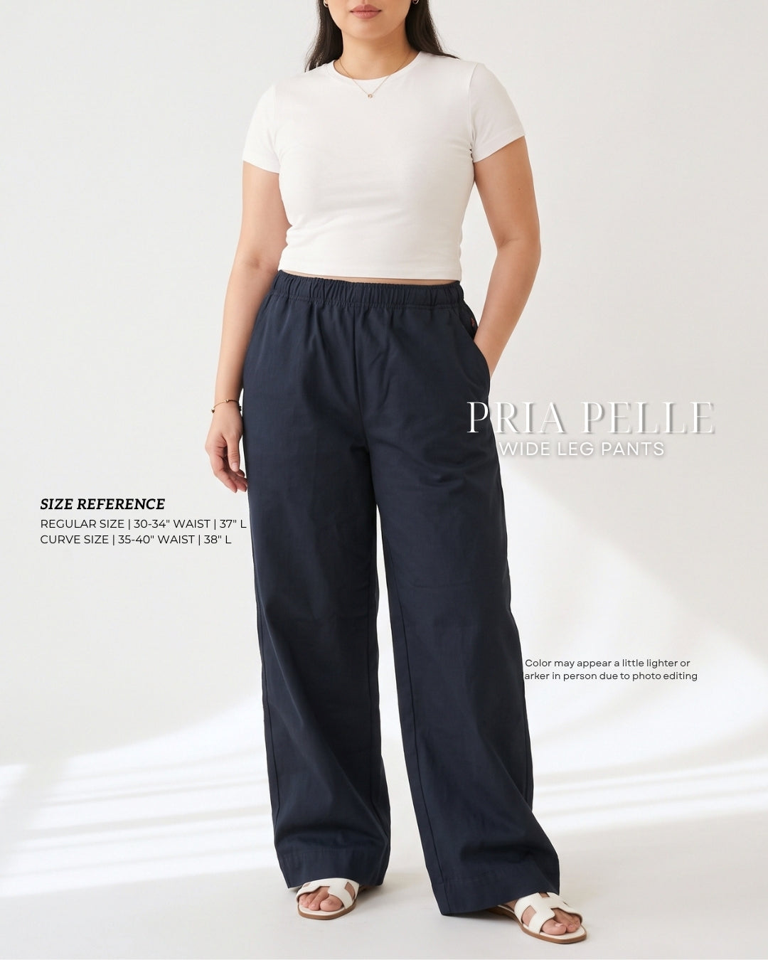 Pria Pelle Easy Wide Leg Pants in Cotton Twill BLUE BLACK - Non Stretch