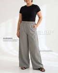 Pria Pelle Easy Wide Leg Pants in Special Fabric CHECKERED GRAY - Non Stretch