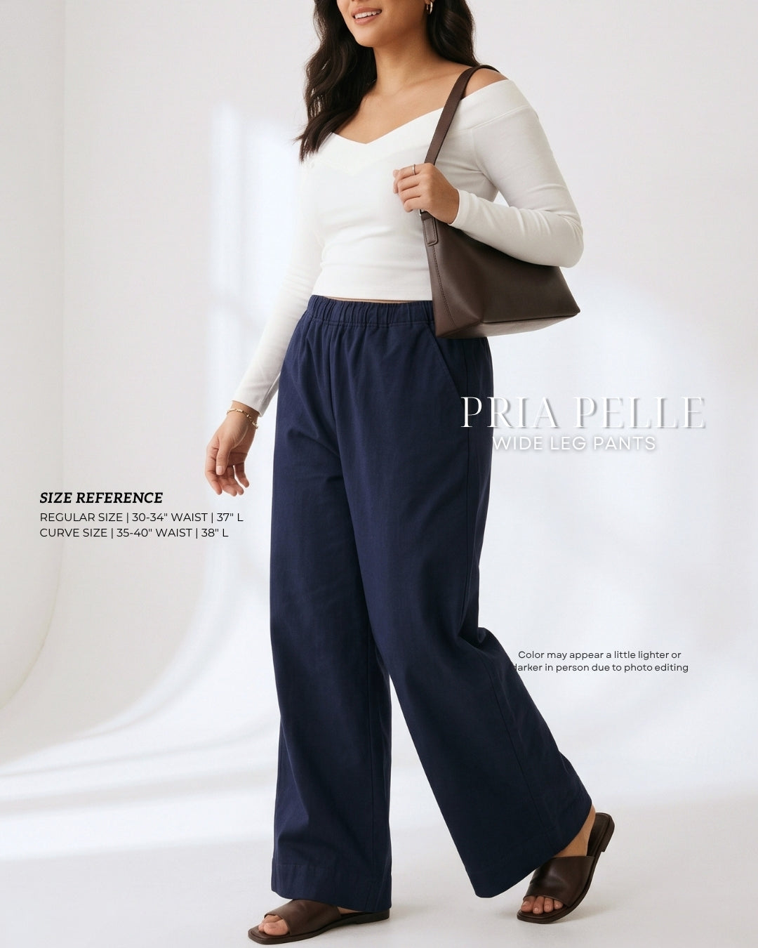 Pria Pelle Easy Wide Leg Pants in Denim Stretch Midnight Blue (Special Price)