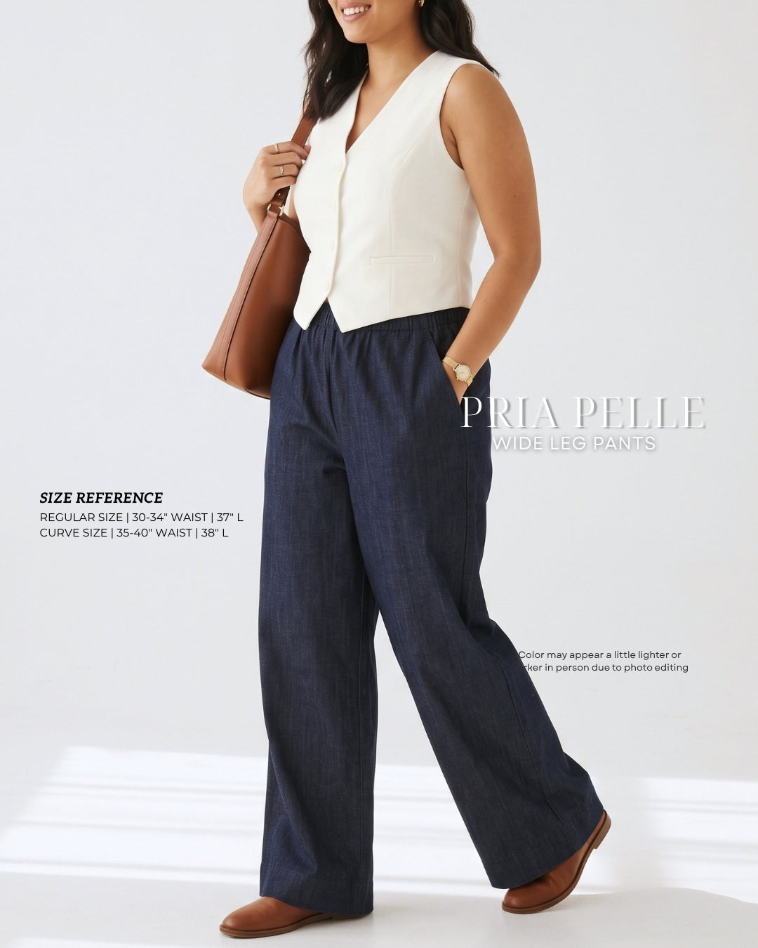 Pria Pelle Easy Wide Leg Pants in Weighted Denim DARK BLUE | Non Stretch