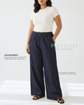 Pria Pelle Easy Wide Leg Pants in Weighted Denim DARK BLUE | Non Stretch