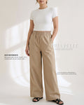 Pria Pelle Easy Wide Leg Pants in Weighted Cotton Blend TAN with Stretch Allowance