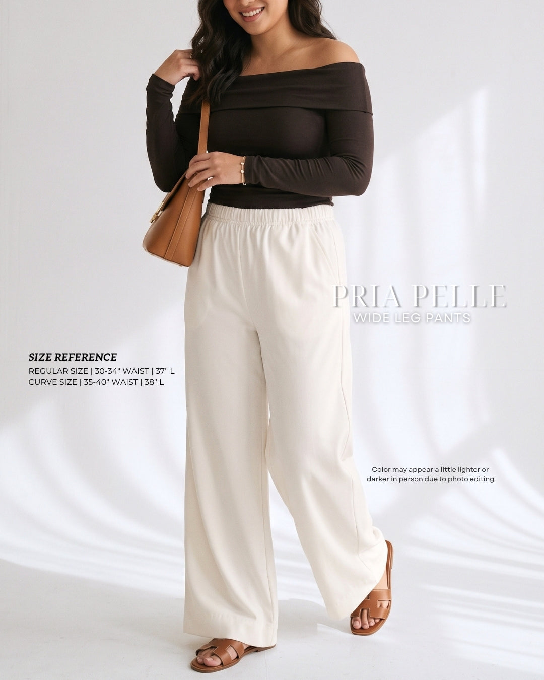 Pria Pelle Easy Wide Leg Pants in Weighted Cotton Blend WARM WHITE with Stretch Allowance