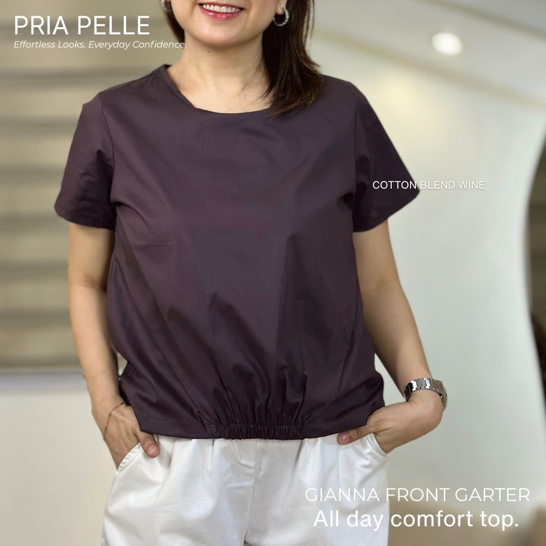 Pria Pelle Gianna Front Garter Top - Cotton Blend Wine