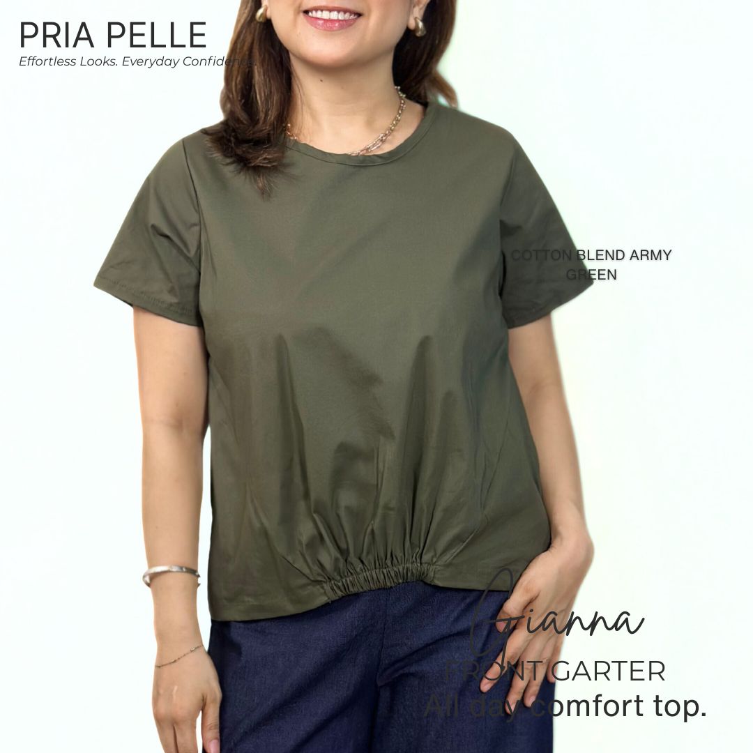 Pria Pelle Gianna Front Garter Top - Cotton Blend Army Green